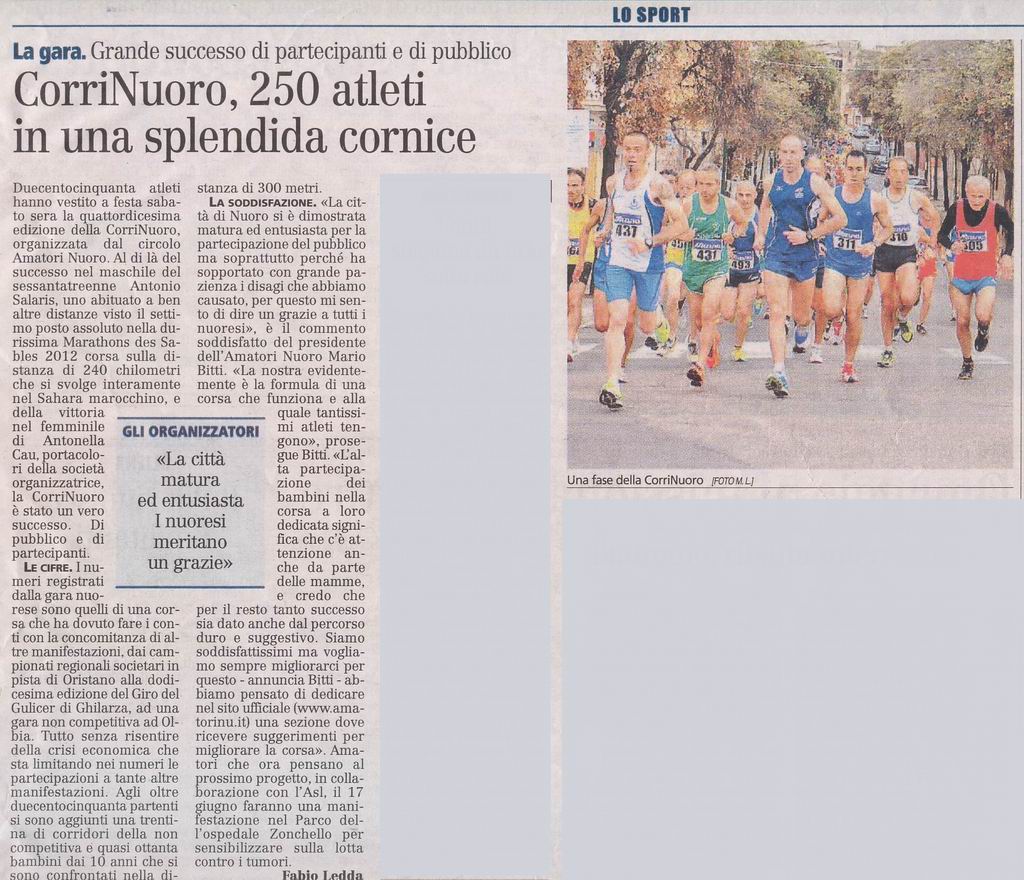 Unione Sarda 2012 05 22 Corri Nuoro